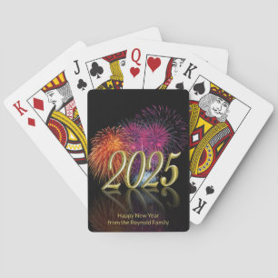 Happy New Year Gold 2025 Fireworks Playing Cards