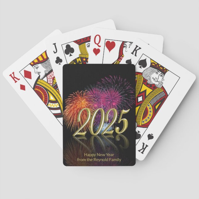 Happy New Year Gold 2025 Fireworks Playing Cards (Back)