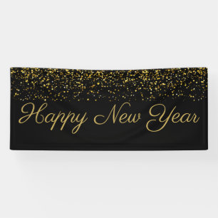 Happy New Year Gold Confetti Banner