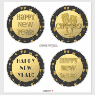 Happy New Year Gold Faux Foil and Black