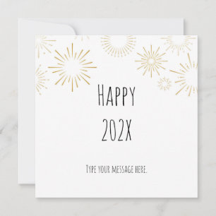 Happy New Year Gold Fireworks Minimalist Holiday Card