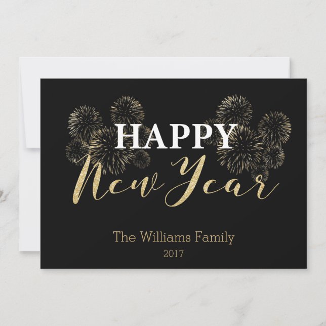 Happy New Year Gold Glitter Card (Front)