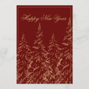 Happy New Year Gold Glitter Elegant Holiday Card