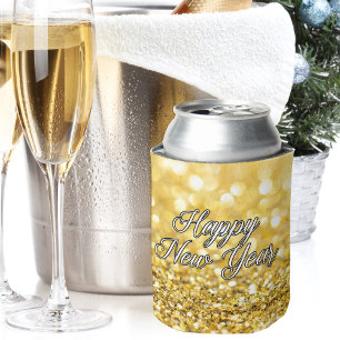 Happy New Year Gold Glitter Party 2022 Can Cooler