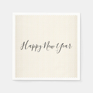 Happy New Year Gold Polka Dot Holiday Napkin