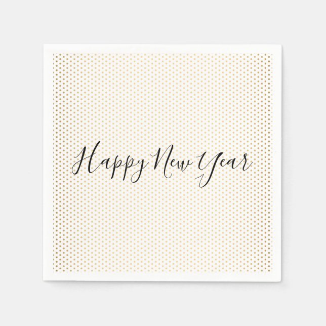 Happy New Year Gold Polka Dot Holiday Napkin (Front)