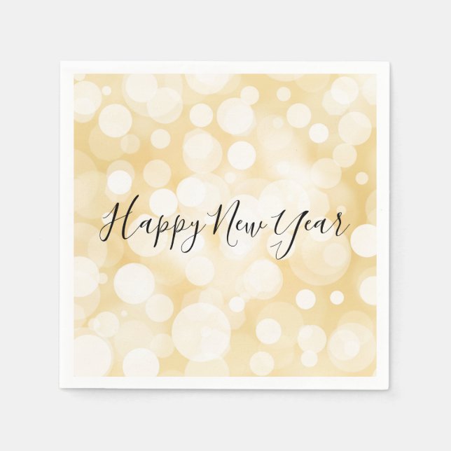Happy New Year Gold Polka Dot Holiday Napkin (Front)