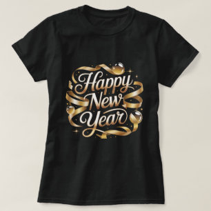 Happy New Year Gold Ribbon Elegant NYE Party Desig T-Shirt