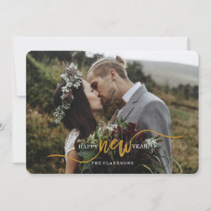 Happy New Year Gold Script Photo Card