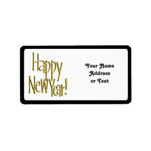 Happy New Year - Gold Text Label