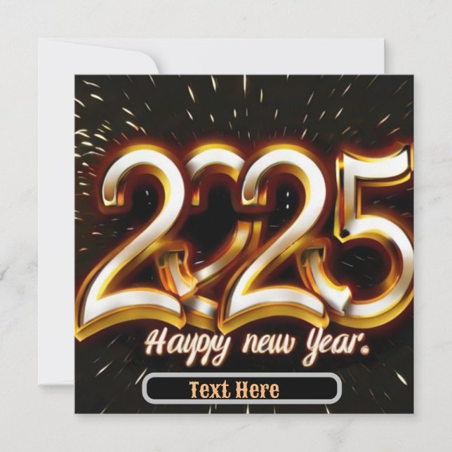 Happy new year gold typography invitationcard 2025 invitation (Front)
