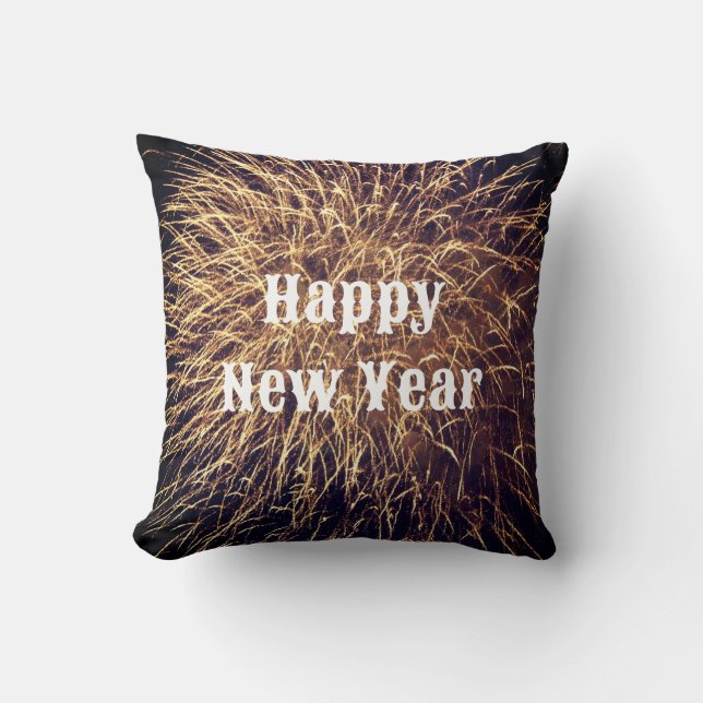 Happy New Year Golden Fireworks Trendy Gift 2023 Cushion (Front)