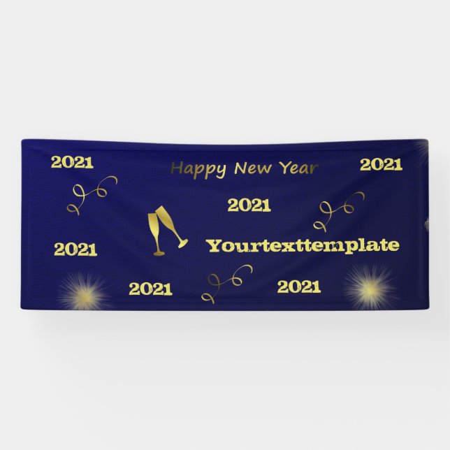 happy new year, golden text 2021, personalise banner (Horizontal)