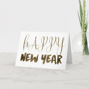 Happy New Year Golden Text Gold Typography Holiday Card