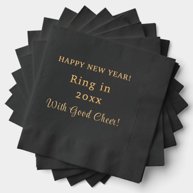 Happy New Year Good Cheer Year Foil Napkins (Insitu (Stacked))