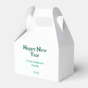 Happy new year green add family name year simple favour box