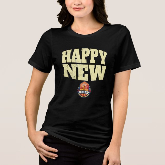 Happy New Year Greeting Design  Tri-Blend Shirt (Front)
