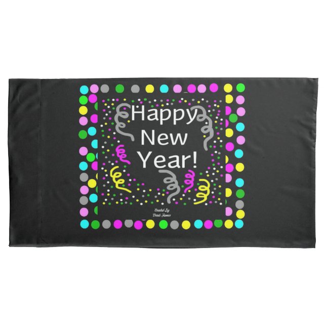 Happy New Year Greetings King Size Pillowcase (Front)