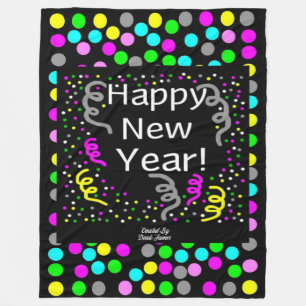 Happy New Year Greetings Large Fleece Blanket