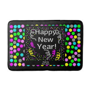Happy New Year Greetings Medium Bath Mat