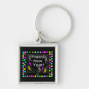Happy New Year Greetings Premium Square Key Chain