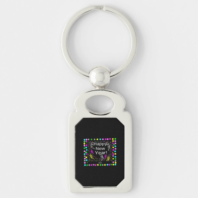 Happy New Year Greetings Rectangle Keychain (Front)