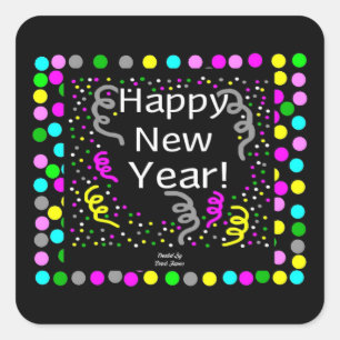 Happy New Year Greetings Square Sticker