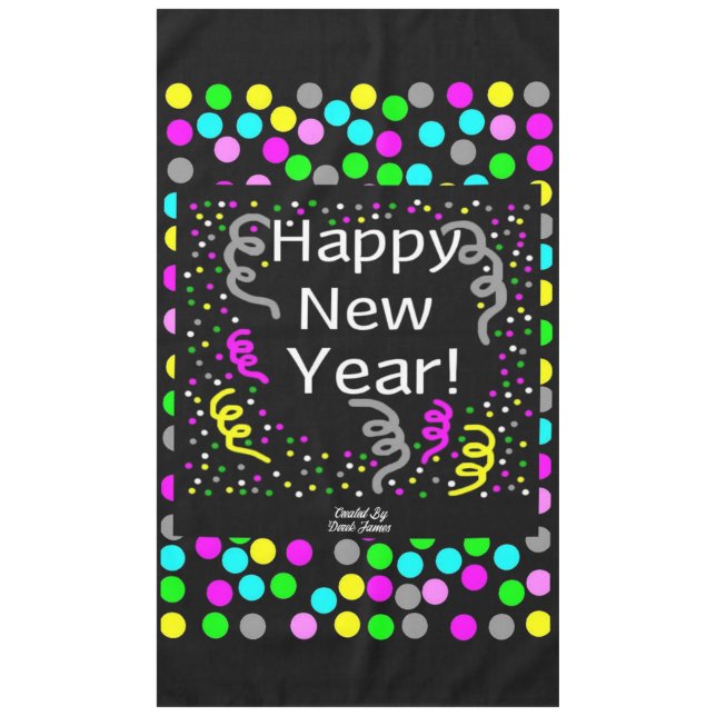 Happy New Year Greetings Tablecloth (Front)