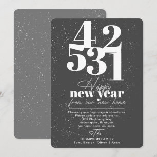 Happy New Year Grey Countdown Moving Announcement
