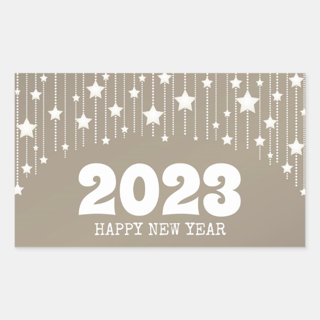 Happy New year hanging stars garland Rectangular S Sticker (Front)