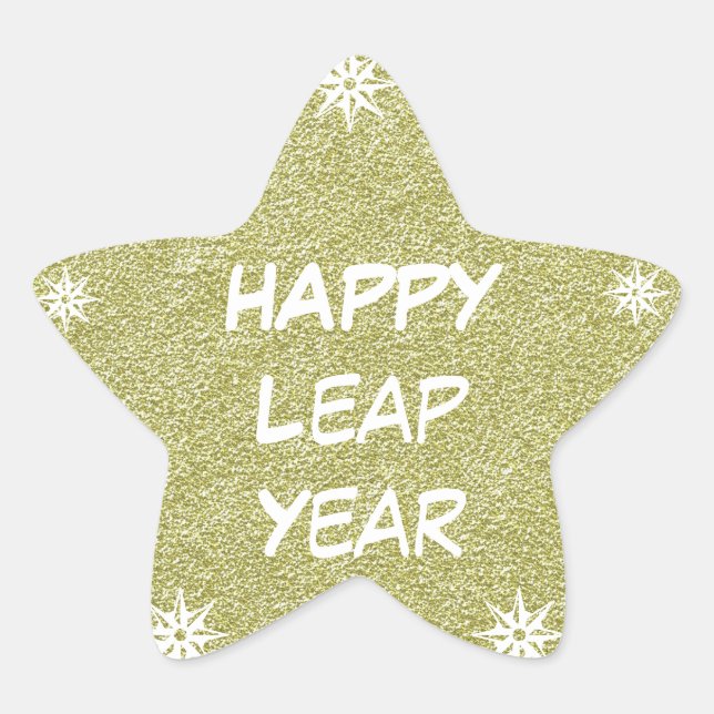 Happy New Year, Happy Leap Year Gold Glitter Star Star Sticker (Front)