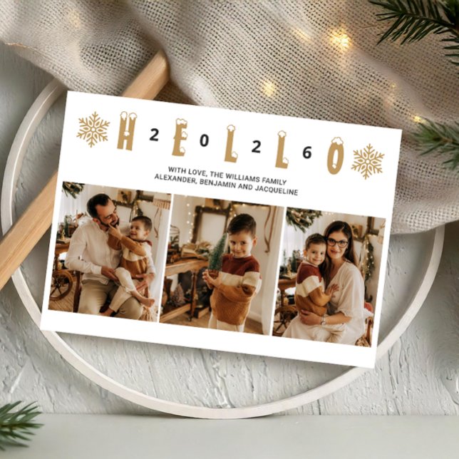 Happy New Year Hello 2026 elegant minimalist gold Holiday Card (Happy New Year Hello 2026 elegant minimalist gold Holiday Card)