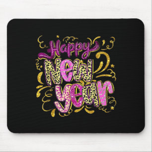Happy New Year Hello 2026 Retro Leopard Mouse Mat