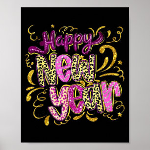 Happy New Year Hello 2026 Retro Leopard  Poster