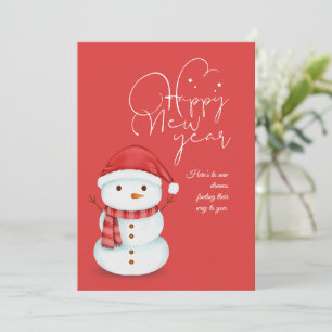 Happy new year holiday carda red snowman design card