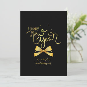 Happy new year holiday cards black gold gift