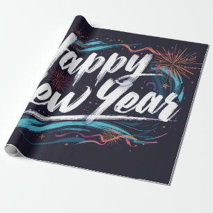 Happy new year holiday elegant gift wrapping paper