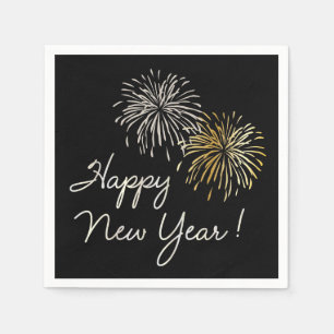 Happy New Year Holiday Fireworks Napkin