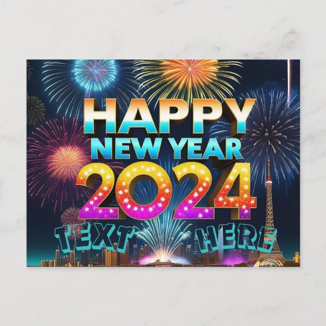 Happy New year holiday gift postcard 2024 (Front)