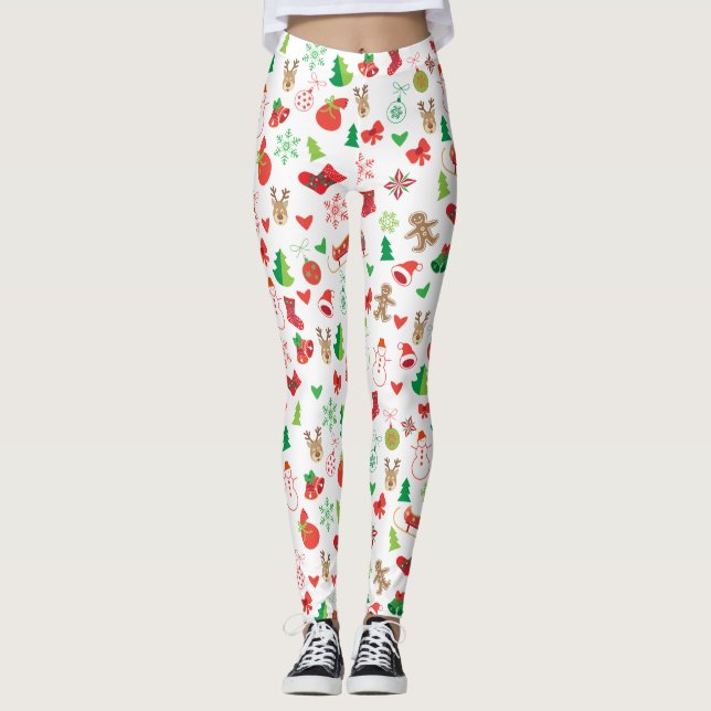 Happy New Year Holiday Trendy Christmas decoration Leggings (Front)