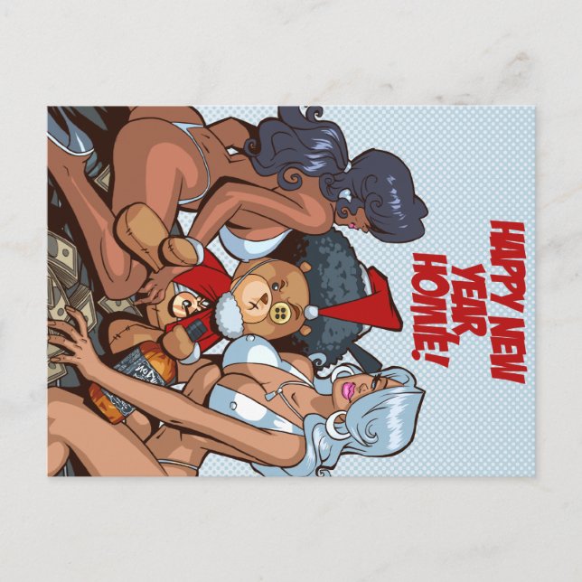 Happy New Year Homie! Holiday Postcard (Front)