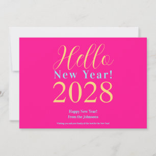 Happy New Year Hot Pink New Year's Eve Holiday Card