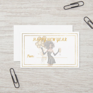 Happy New Year Hot Woman Balloons Gift Card