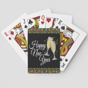 Happy New Year I Champagne Glasses Bicycle Playing Cards