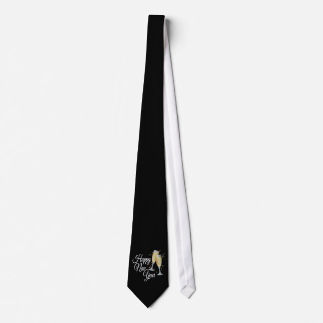 Happy New Year I Champagne Glasses Tie (Front)
