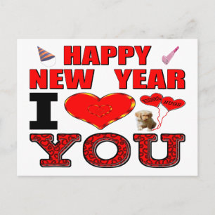 Happy New Year I Love You Holiday Postcard