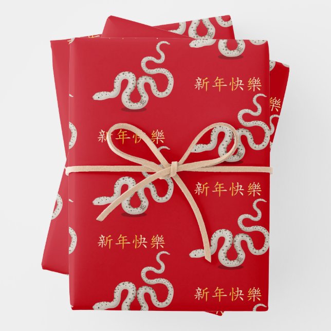 "Happy New Year" in Chinese 2025 Snake Wrapping Paper Sheet (In situ)