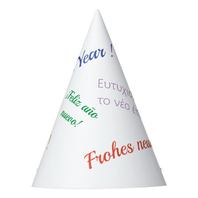 Happy new year in different languages party hat (Front)