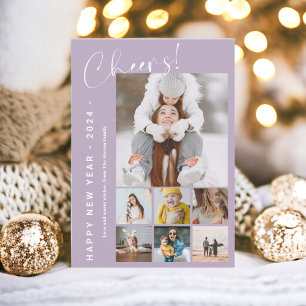 Happy New Year in review cheers 9 photo lavender Holiday Card