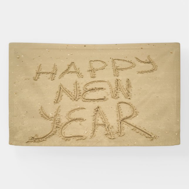 Happy New Year in Sand Banner (Horizontal)